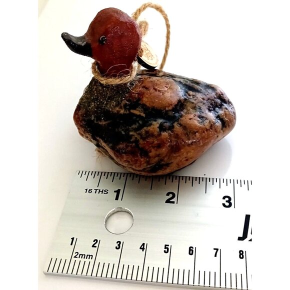 Rustic Duck Bird Decoy Figure Small Country Angels Cottage Decor Rock Form - Picture 7 of 11